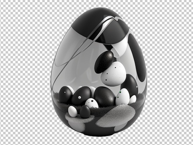 Oeuf noir et blanc élégant 3D