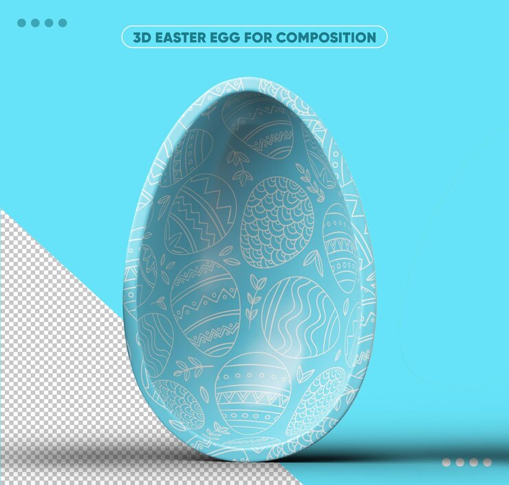 oeuf de pâques décoré bleu 3d