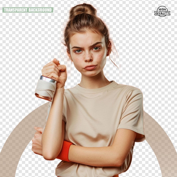 PSD of a beautiful young woman smiling isolated on a transparent background
