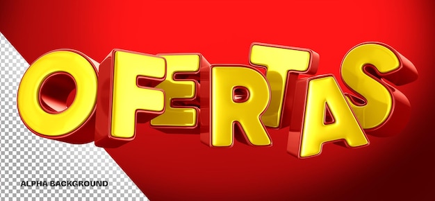 Oferece logotipo 3d isolado em fundo vermelho