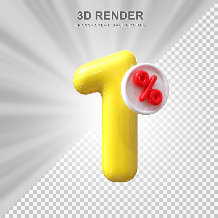 PSD oferta del 1 por ciento en renderización de globos en 3d