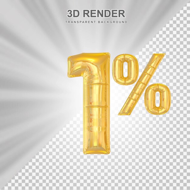 Oferta del 1 por ciento en renderizado de globos dorados 3d
