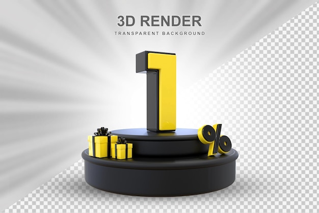 Oferta del 1 por ciento en renderizado de regalo en 3D.