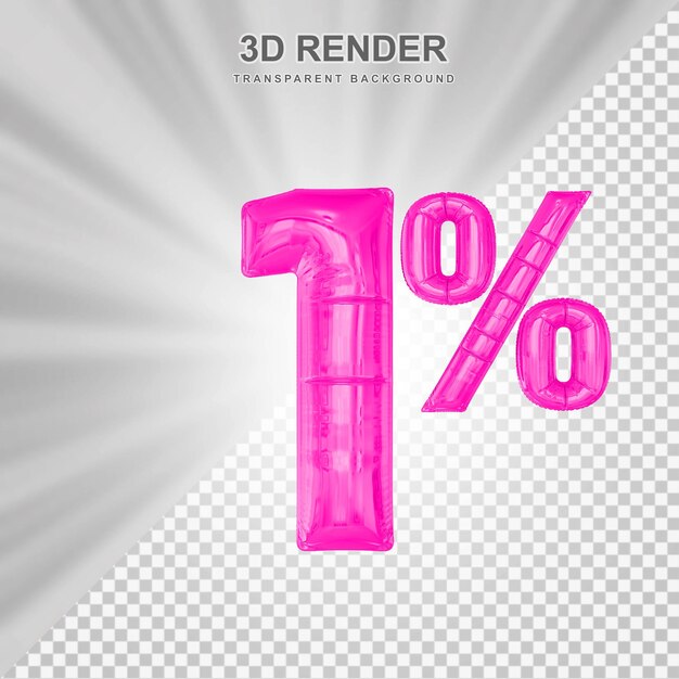 Oferta del 1 por ciento en representación de globo rosa 3d