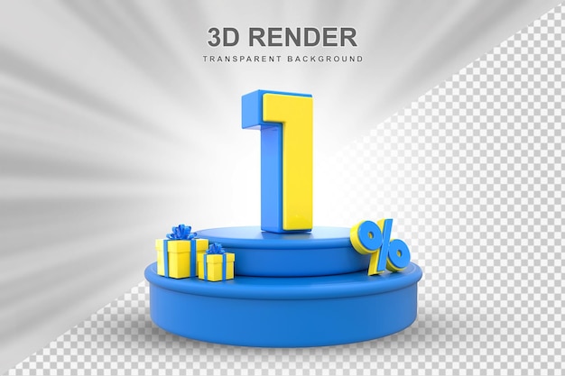 Oferta del 1 por ciento en la representación de regalos en 3D