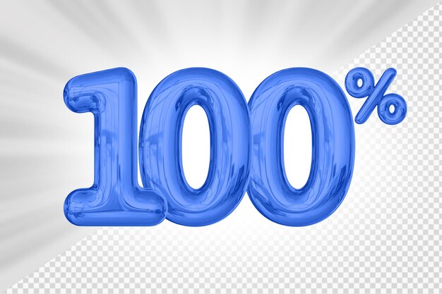Oferta 100 por ciento azul en globo 3d.
