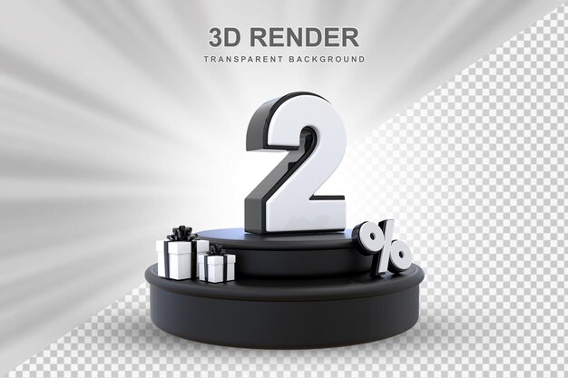 Oferta del 2 por ciento en la representación de regalos en 3D
