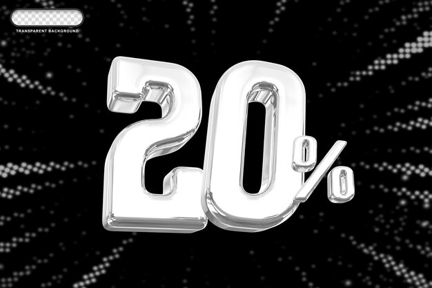 Oferta del 20 por ciento en renderizado 3d de plata.