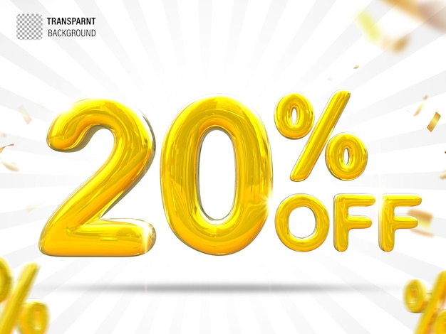Oferta del 20 por ciento en representación 3d aislada