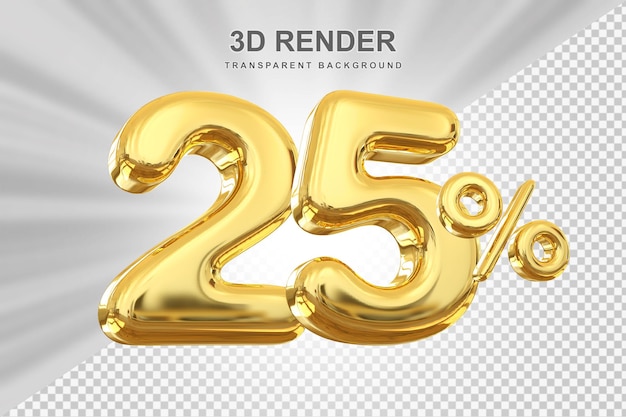 Oferta de 25 por ciento de oro en renderizado 3d