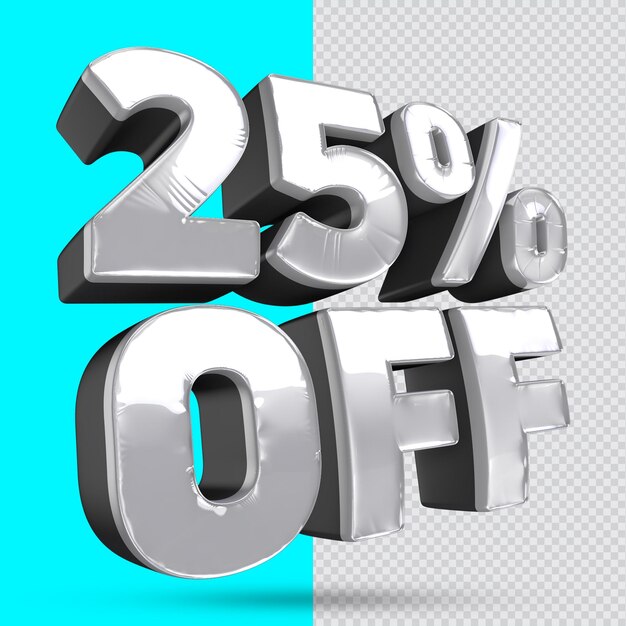 Oferta del 25 por ciento en representación 3d aislada