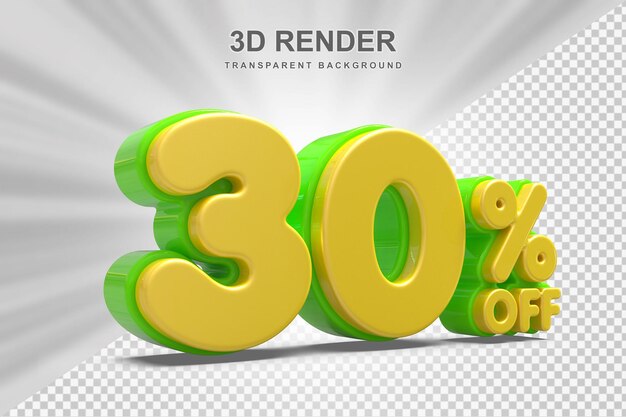 Oferta del 30 por ciento en renderizado de regalo en 3D.