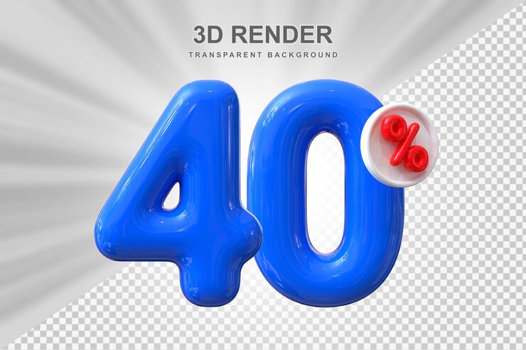 PSD oferta del 40 por ciento en renderizado de globos 3d.