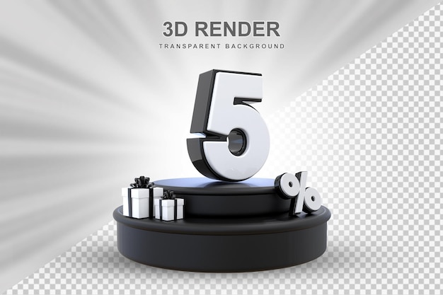 Oferta del 5 por ciento en renderizado de regalo 3d.