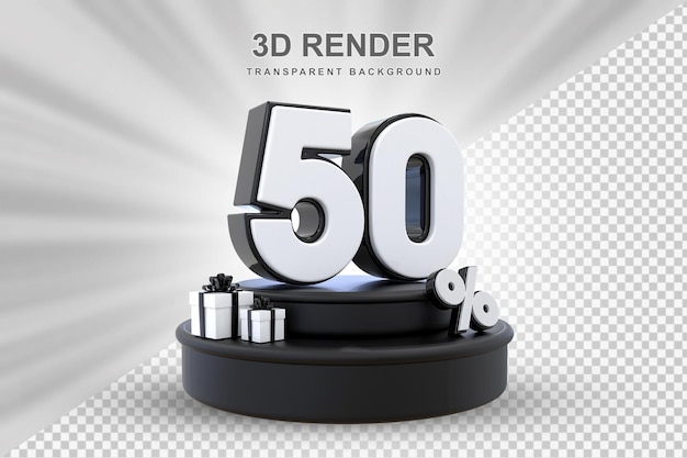 Oferta del 50 por ciento en renderizado de regalo 3d.