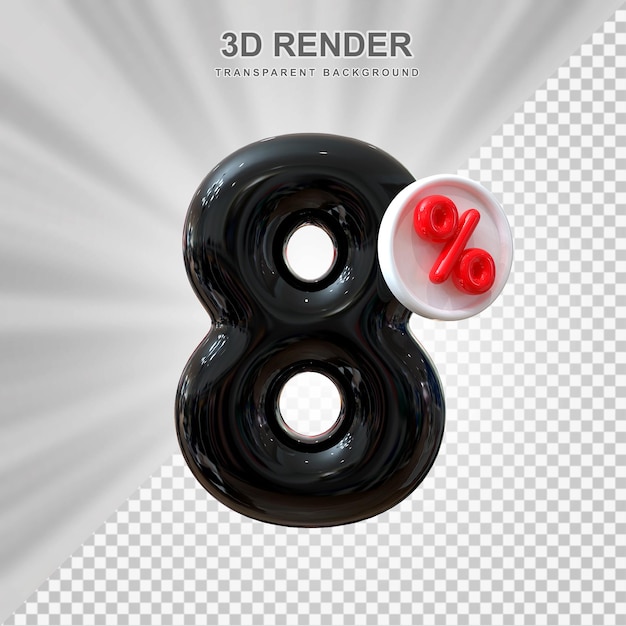 PSD oferta del 8 por ciento en renderizado 3d.