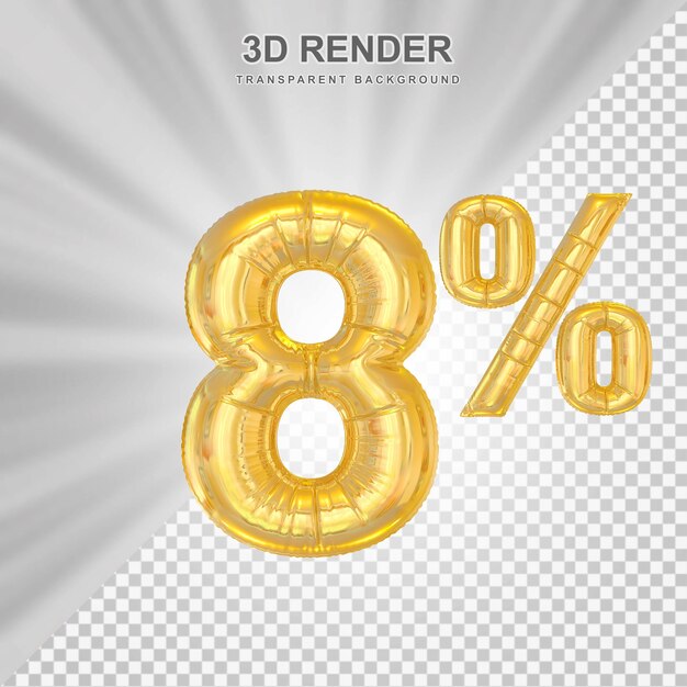 Oferta del 8 por ciento en la representación de globos de oro 3D