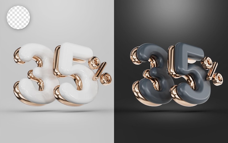 PSD oferta de compras 35 por ciento de descuento blanco y negro dos colores diferentes concepto de renderizado 3d