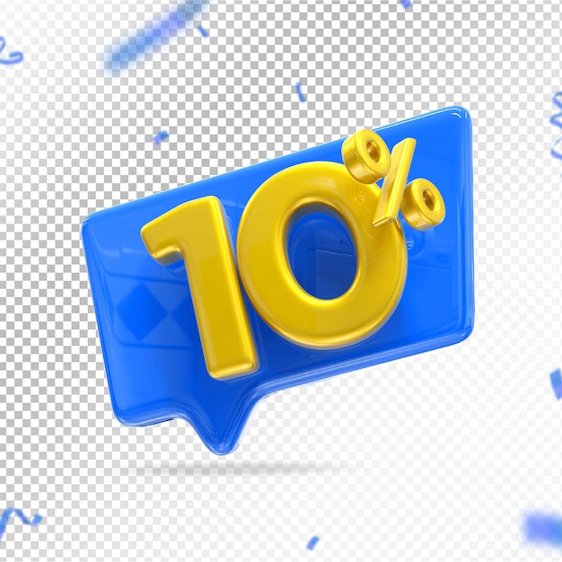 PSD oferta de 10% em renderização 3d