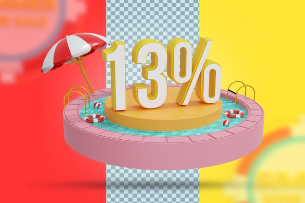 Oferta de 13% de desconto no verão em renderização 3d