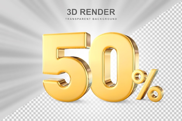 Oferta de 50% de ouro em renderização 3d