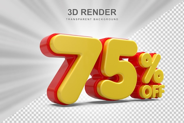 PSD oferta de 75 por cento em renderização 3d