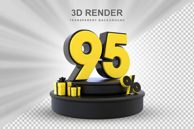 PSD oferta de 95% em renderização de presentes em 3d