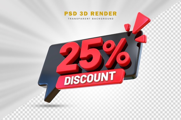 PSD oferta de desconto de 25% 3d