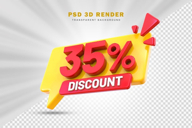 Oferta de desconto de 35% 3d