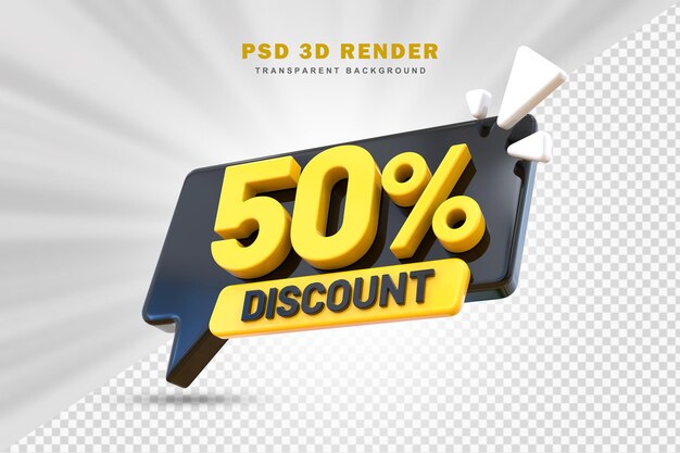 Oferta de desconto de 50% 3d