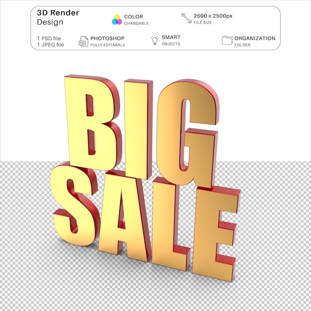 Oferta de desconto de venda de arquivo PSD de modelagem 3D