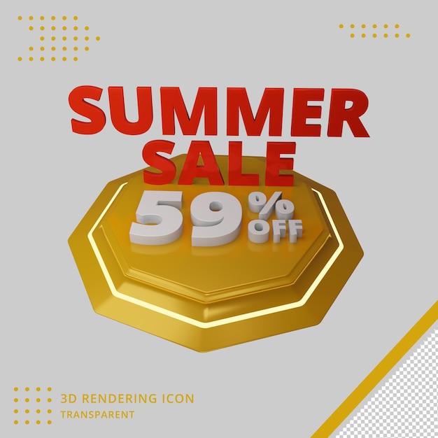 Oferta de desconto na promoção de verão 3d em renderização em 3d