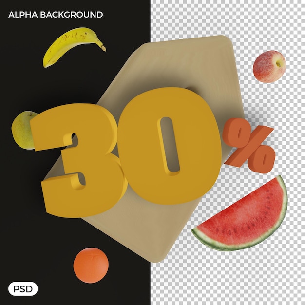 Oferta de venda com desconto verão 30 3d render