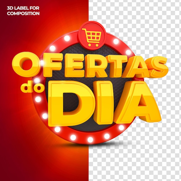 oferta do dia pódio vermelho com luzes para campanhas brasileiras 3d render
