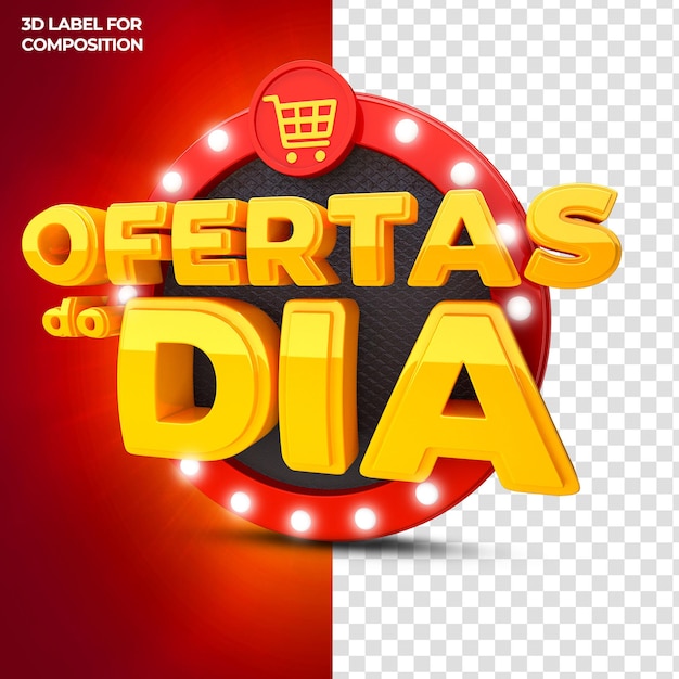 PSD oferta do dia pódio vermelho com luzes para campanhas brasileiras 3d render