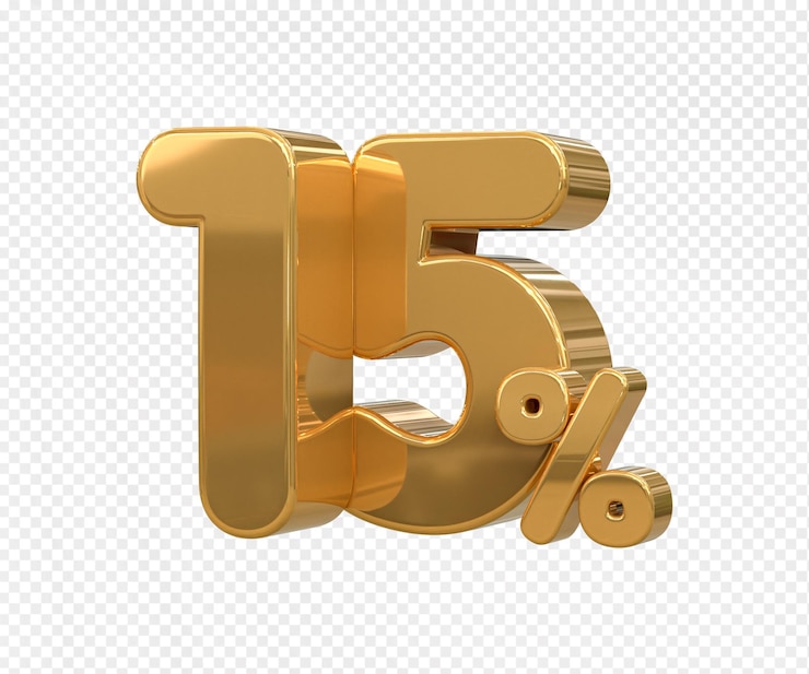 PSD oferta especial 15 por ciento de descuento venta etiqueta número de renderización 3d concepto descuento promoción venta etiqueta