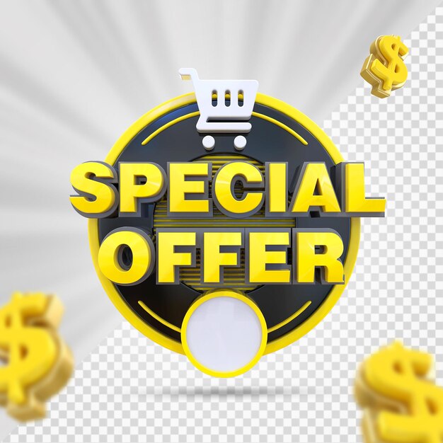 PSD oferta especial 3d render