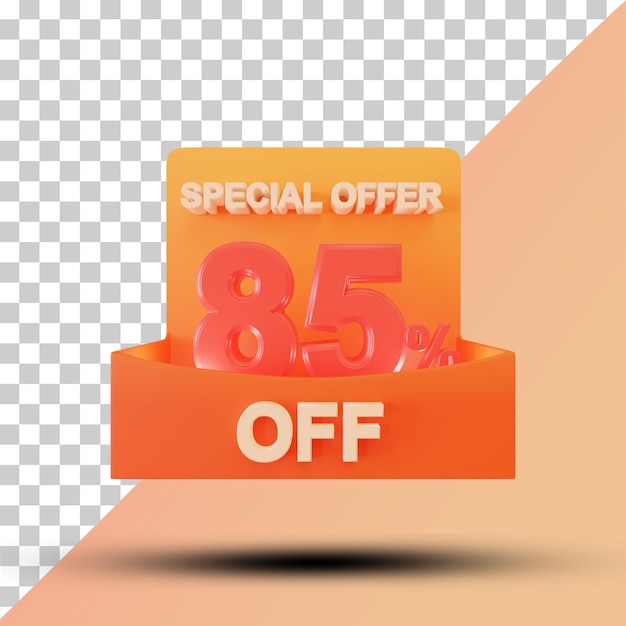 Oferta especial de caja abierta 85 por ciento de renderizado 3d