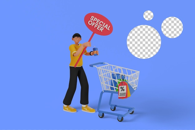 Oferta especial de compras Ilustración 3D