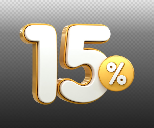 Oferta especial de 15% de desconto na venda tag 3d rendering número conceito desconto promoção venda tag