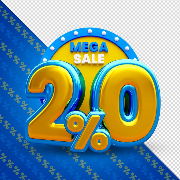 Oferta especial de 20% de desconto em renderização 3d de banner de venda