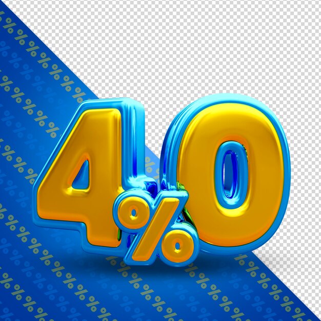 PSD oferta especial de 40% de desconto em banner de venda de renderização 3d