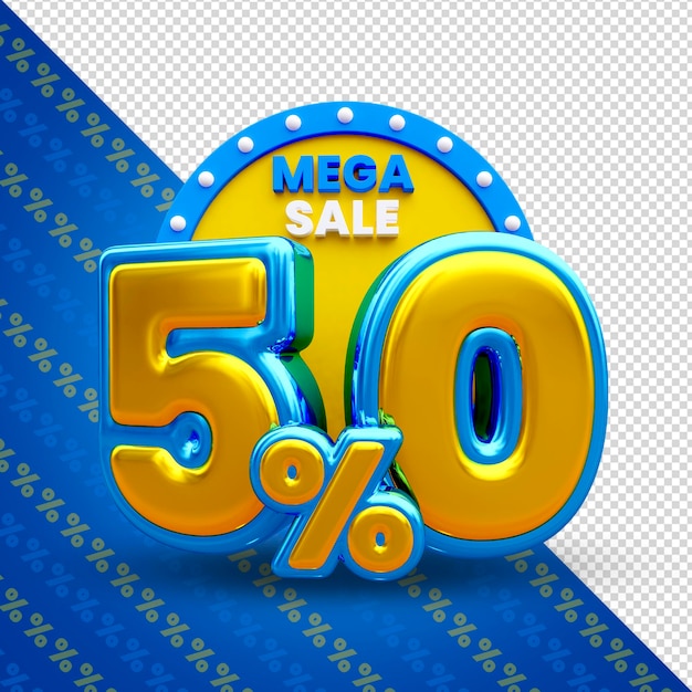 Oferta especial de 50% de desconto em renderização 3d de banner de venda