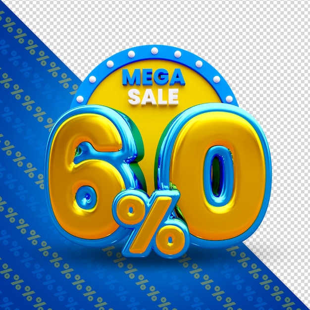 PSD oferta especial de 60% de desconto 3d renderização venda banner