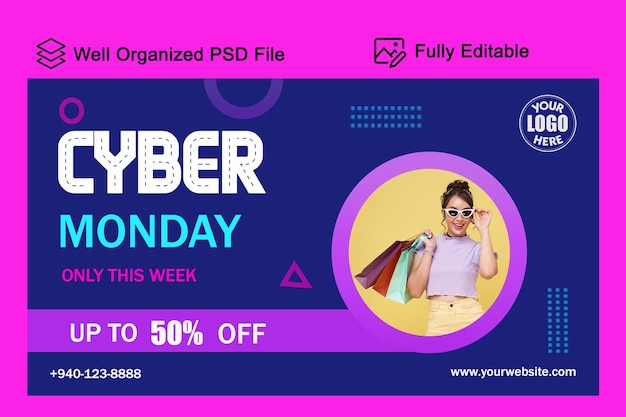 Oferta especial de Cyber Monday na loja de roupas Banner para a Socila Media