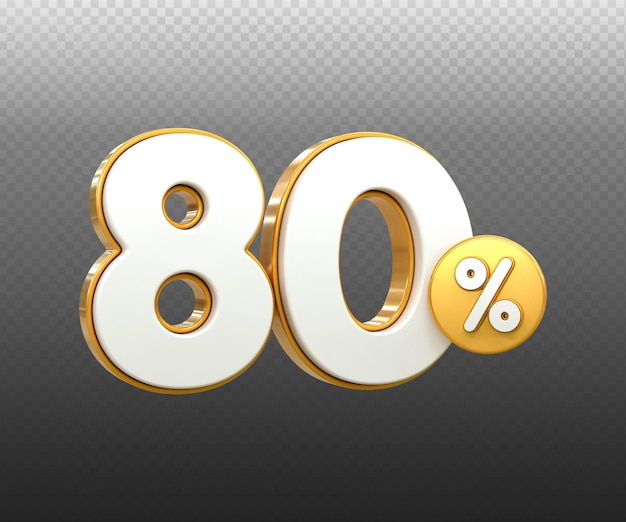 Oferta especial de desconto de 80 por cento venda tag 3d renderização número conceito desconto promoção venda tag