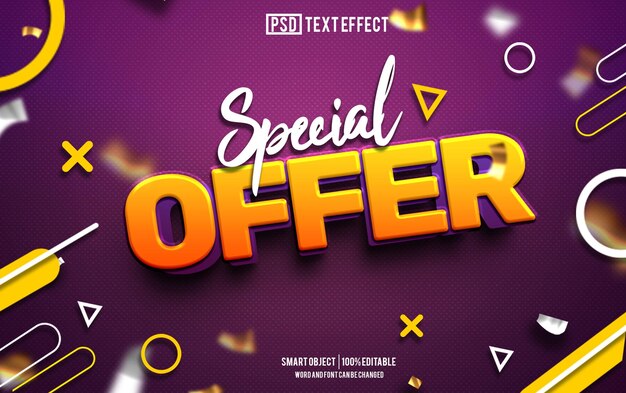 PSD oferta especial de efeito de texto fonte editável tipografia texto 3d