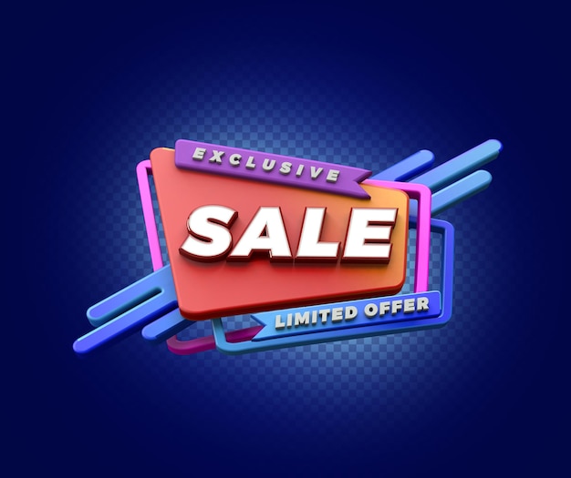 Oferta especial de etiqueta de banner de venda banners de grande venda Campanha de compras ou promoção renderização 3d