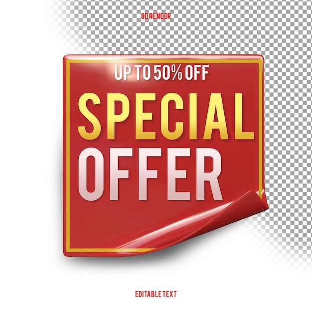 Oferta especial de etiqueta de banner de venda banners de grande venda etiquetas de fitas vermelhas e adesivos 3d renderx9