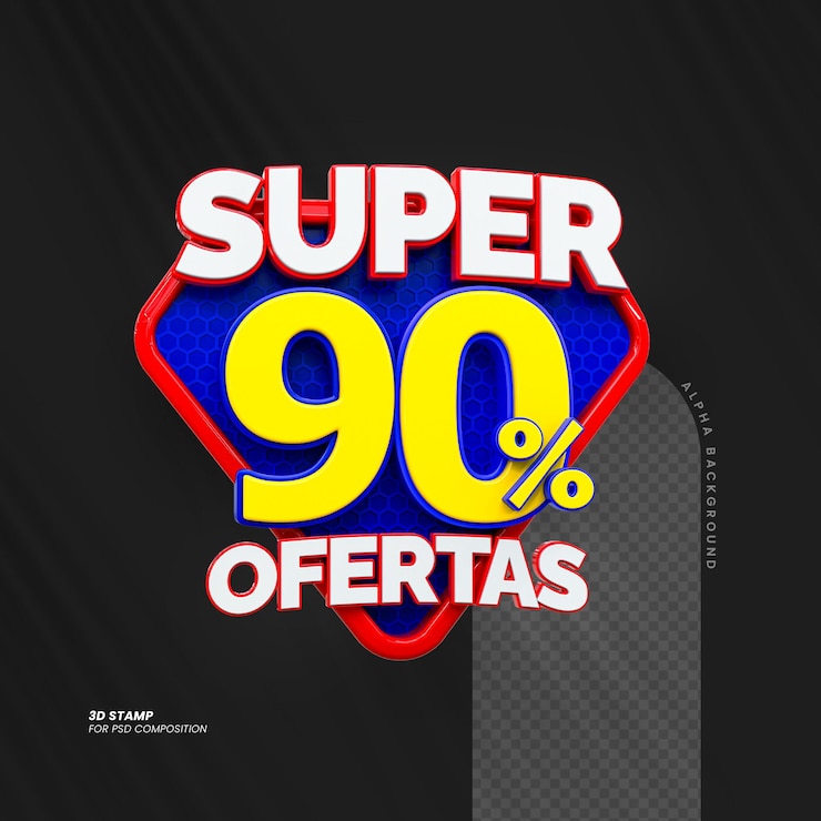 PSD oferta especial de venda com desconto de 90% etiquetas de venda conceito de número 3d promoção de desconto oferta de venda